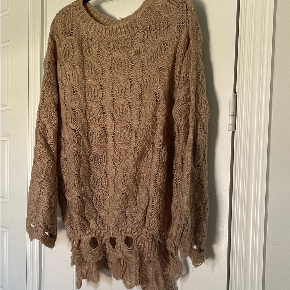 ADORA Cable Knit Sweater in Tan